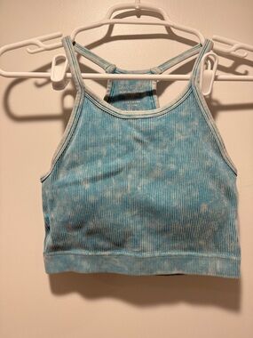 Zenana Outfitters Brami Teal Ribbed Tank Top L/XL